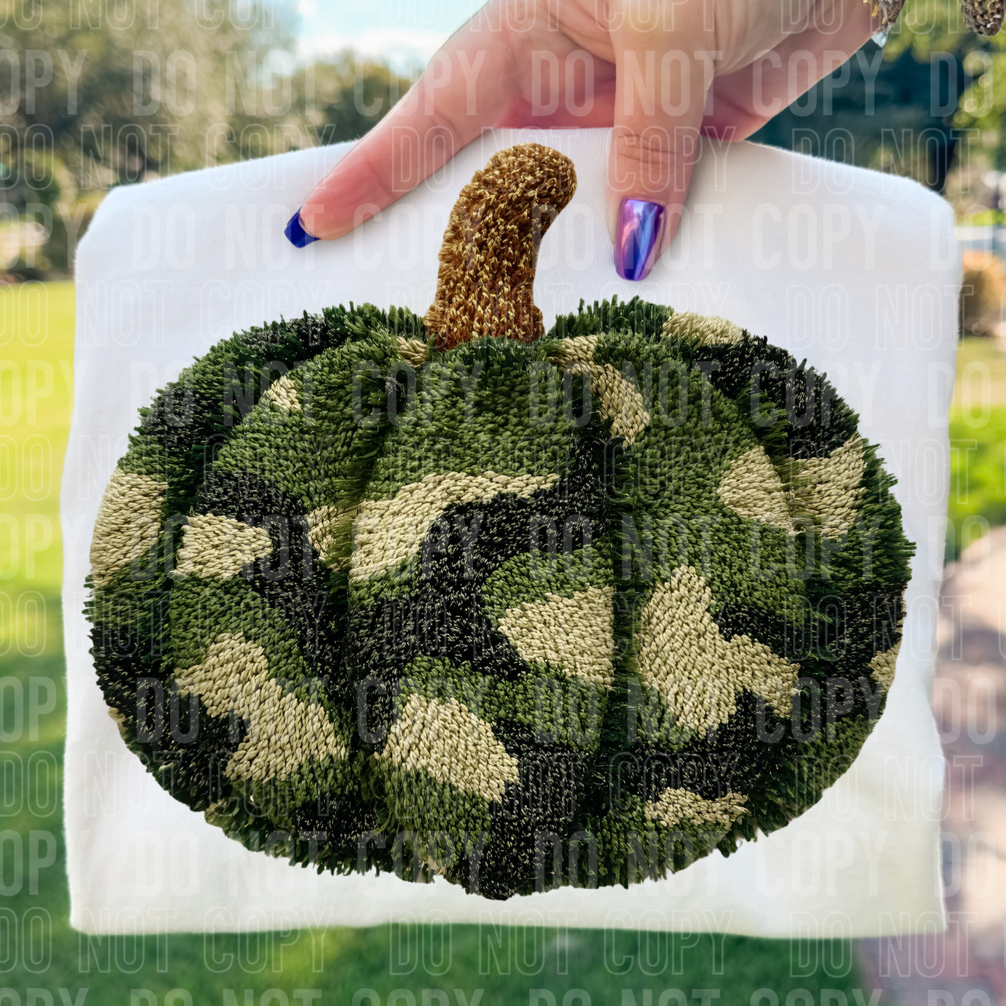 Camo Pumpkin (Faux Yarn) Full Color DTF Transfer