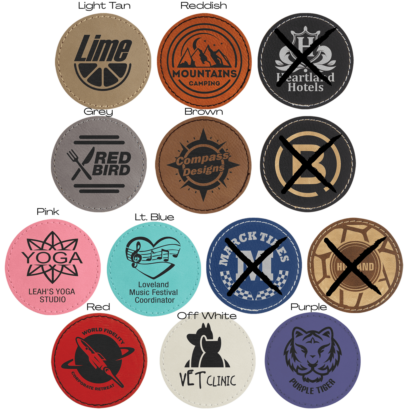 Engraved Leatherette Patches (MULTI SHAPE OPTIONS) CLEANED/UNCLEANED OPTIONS