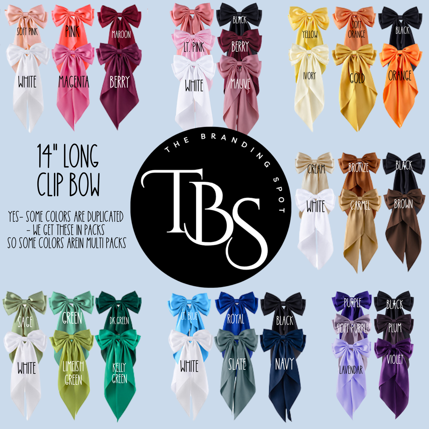 Bag Handle Clip Bow (Solid Colors- MULTI OPTIONS)