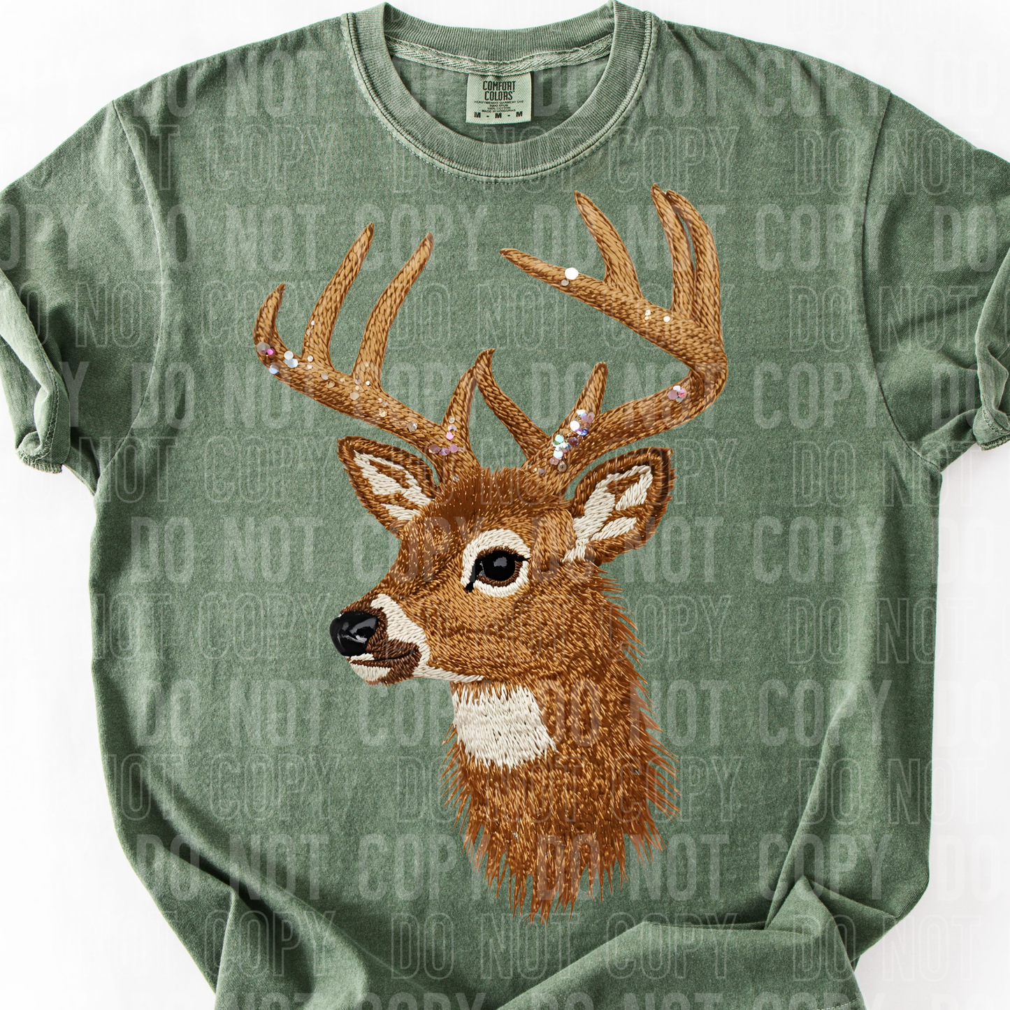 Deer (Faux Yarn/Sequin) Full Color DTF Transfer