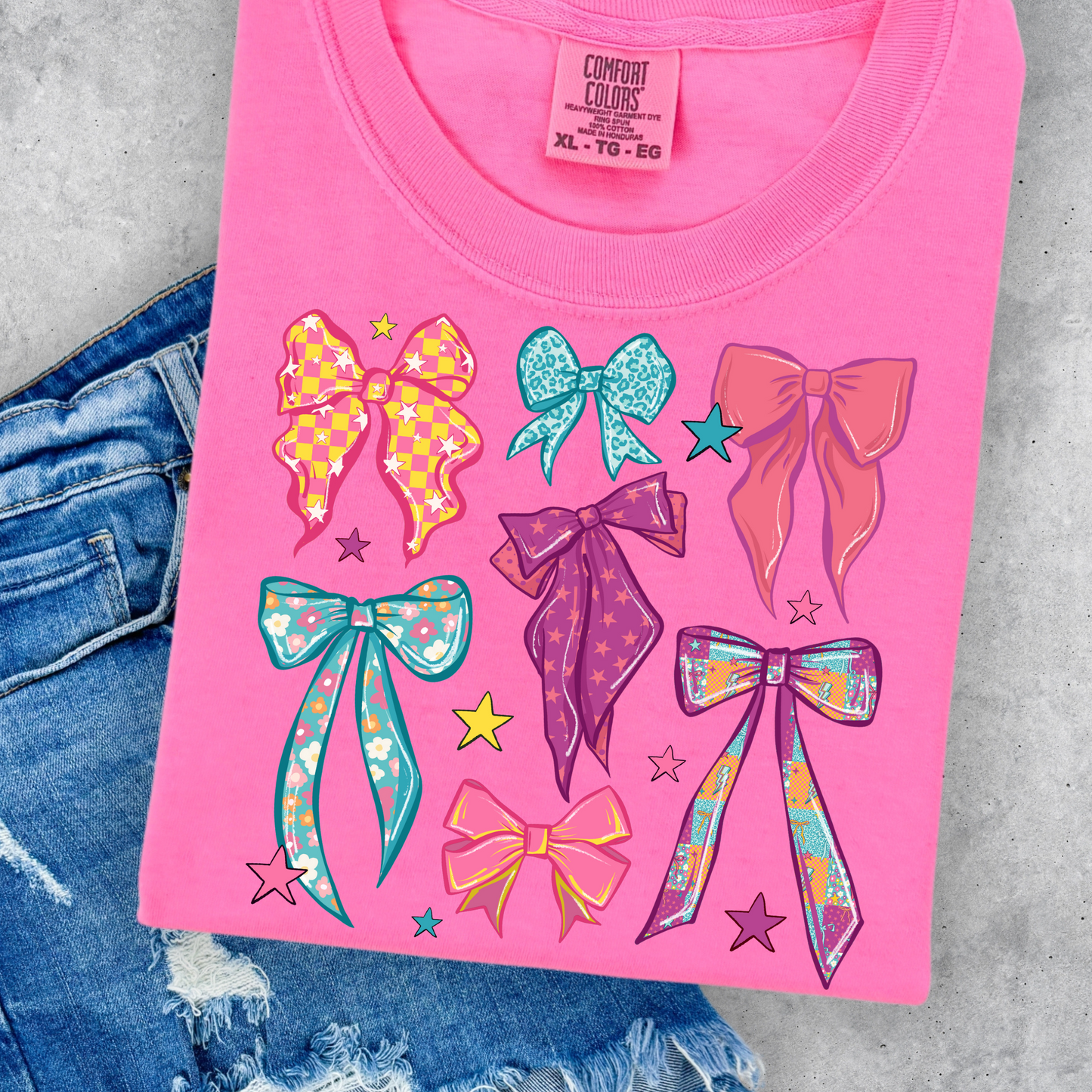 Retro Bows Full Color DTF Transfer