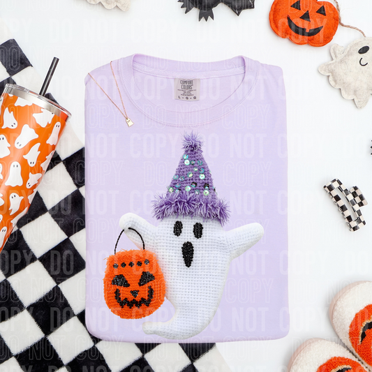 Trick or Treat Ghost (Faux Yarn) Full Color DTF Transfer