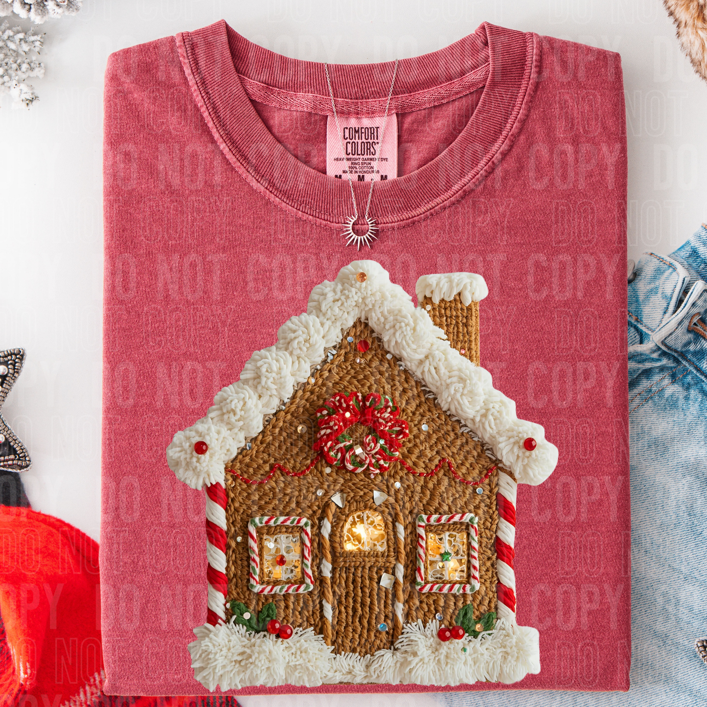 Gingerbread House (Faux Yarn) Full Color DTF Transfer