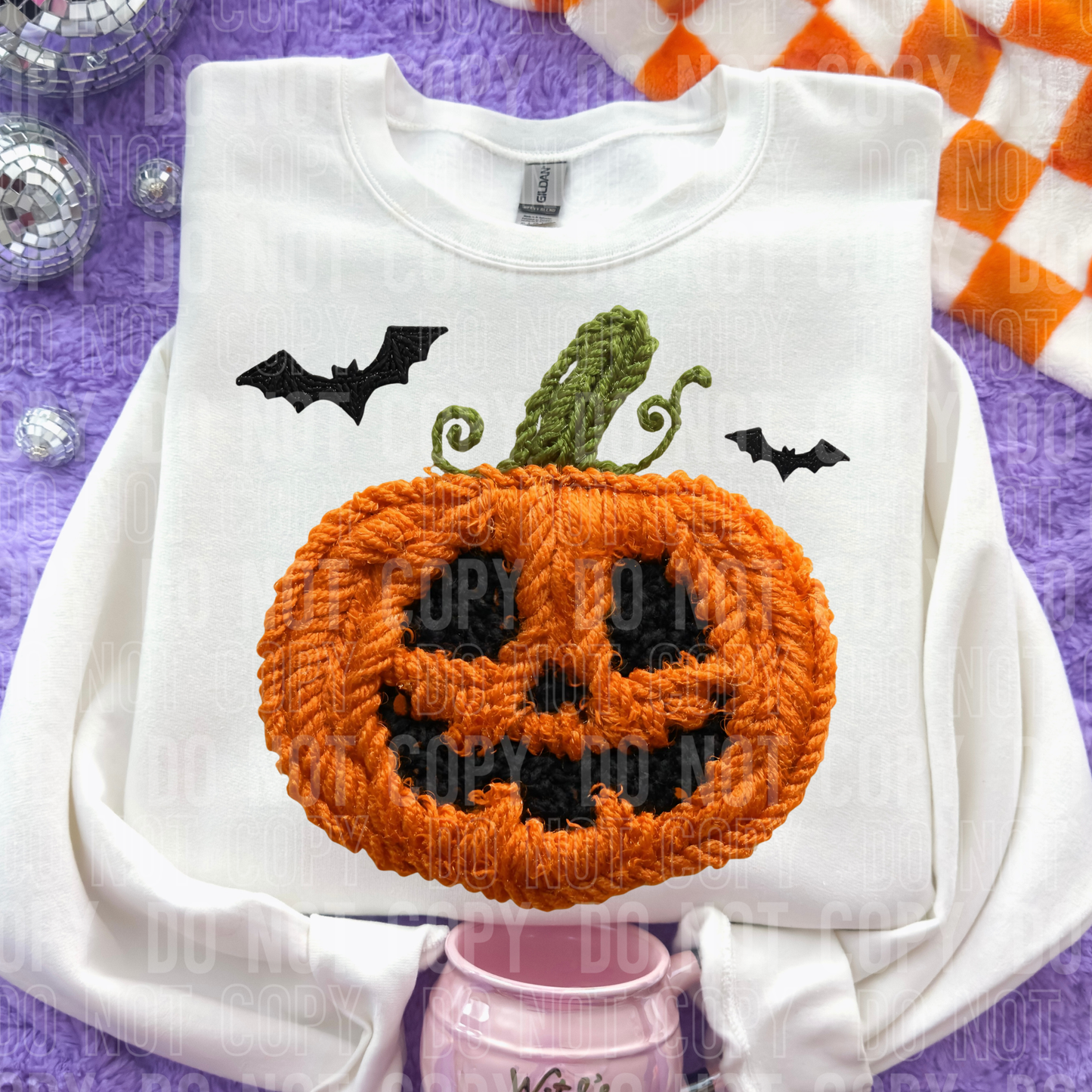 Jack O Lantern (Faux Yarn) Full Color DTF Transfer