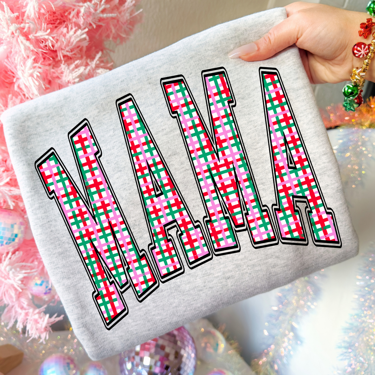 Mama (Christmas Plaid) Full Color DTF Transfer