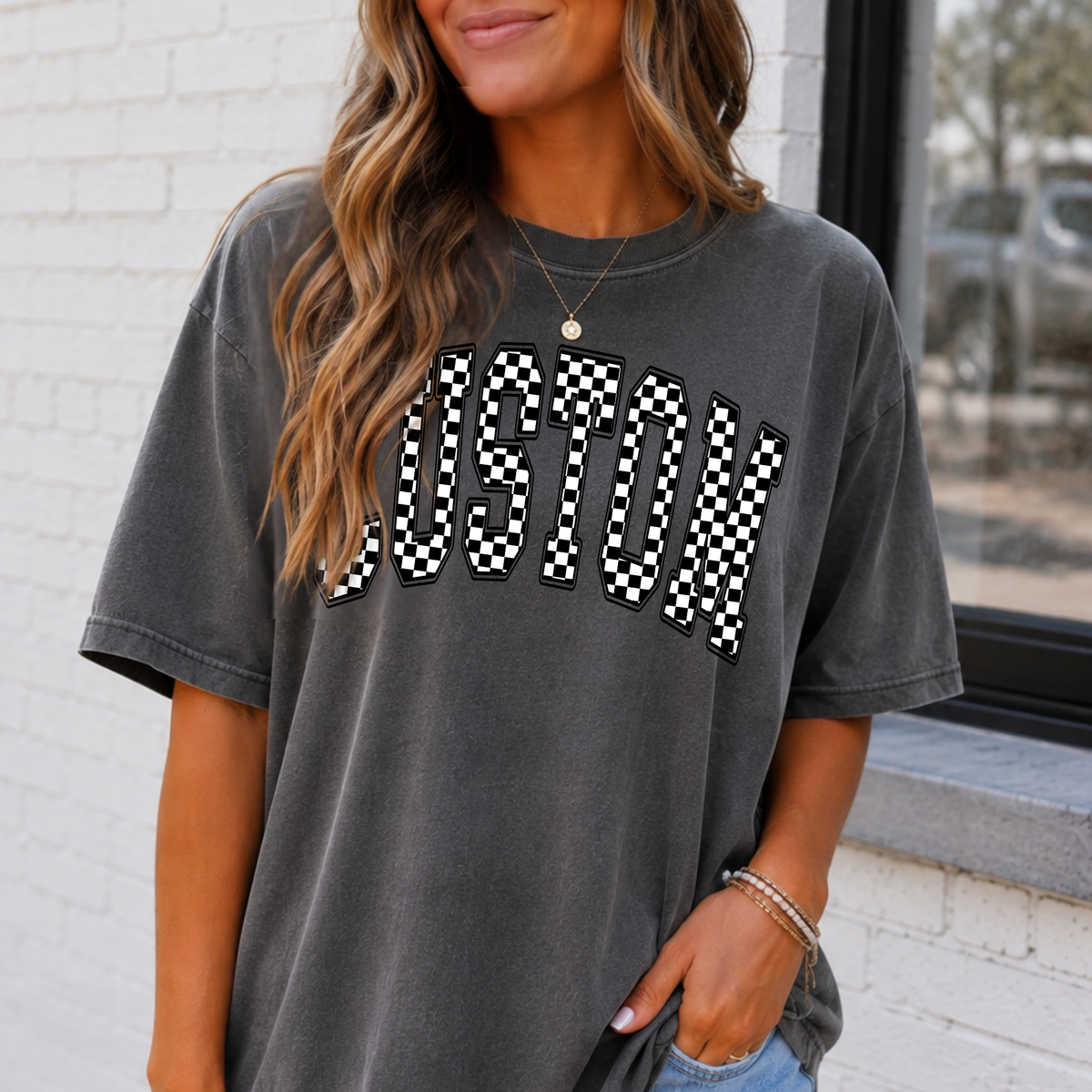 Checkered (2 Color- Editable) Custom Single Word Full Color DTF Transfer