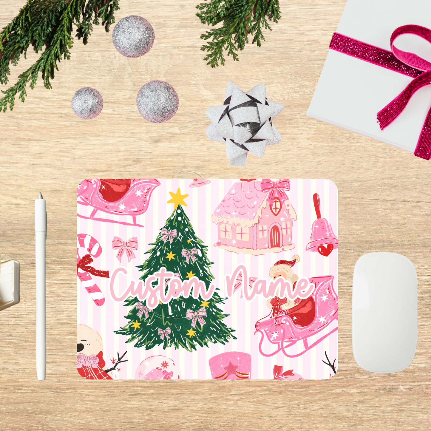 Christmas Sleigh/House/Tree Personalized Mouse Pad