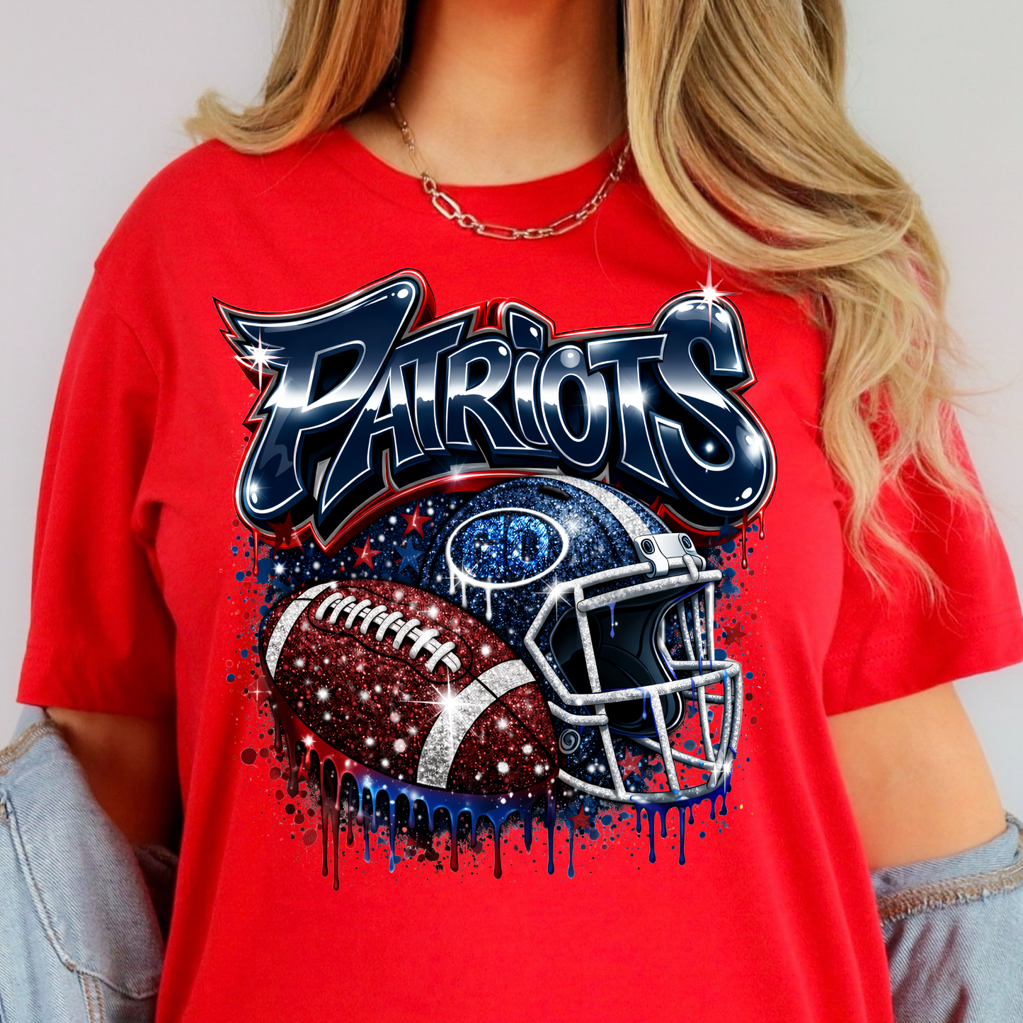 Graffiti Faux Glitter (Seattle Seahawks/New England Patriots) Full Color DTF Transfer
