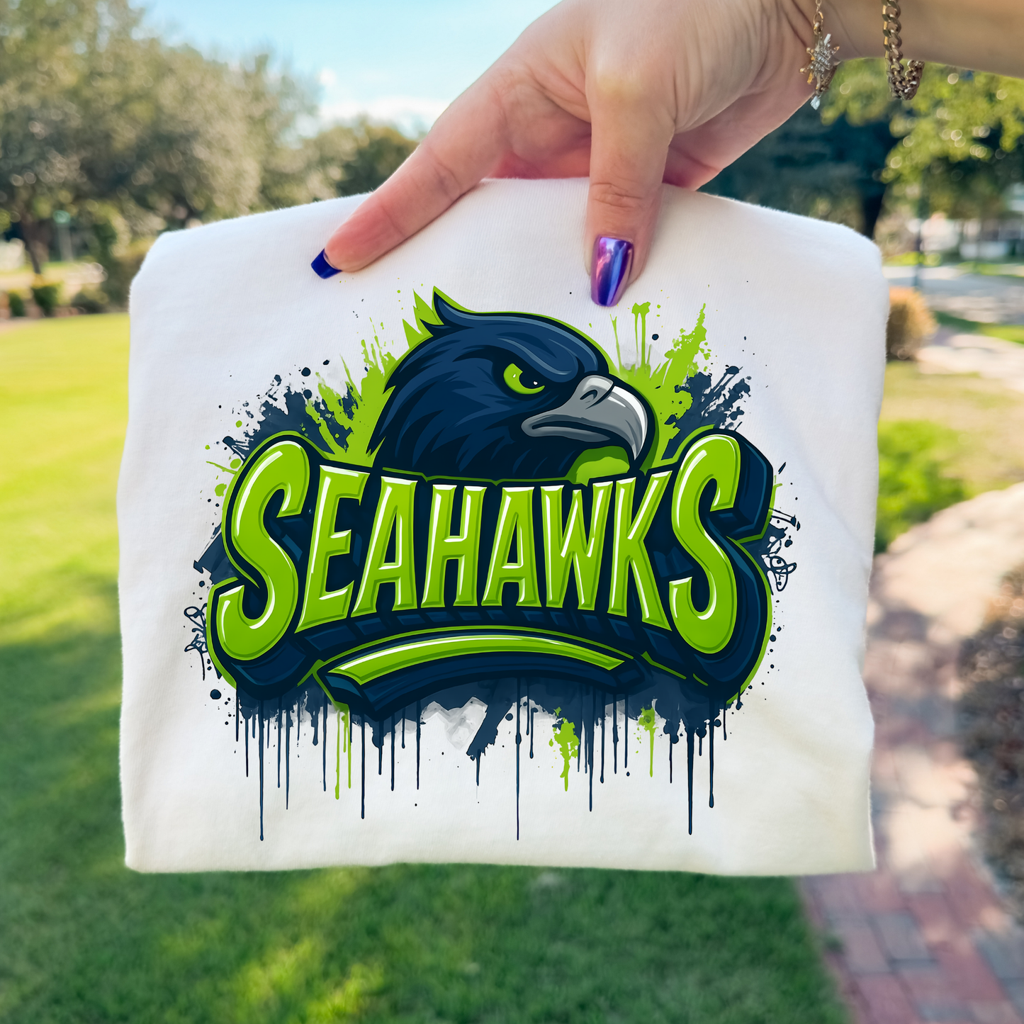 Seahawks Spray Paint Full Color DTF Transfer