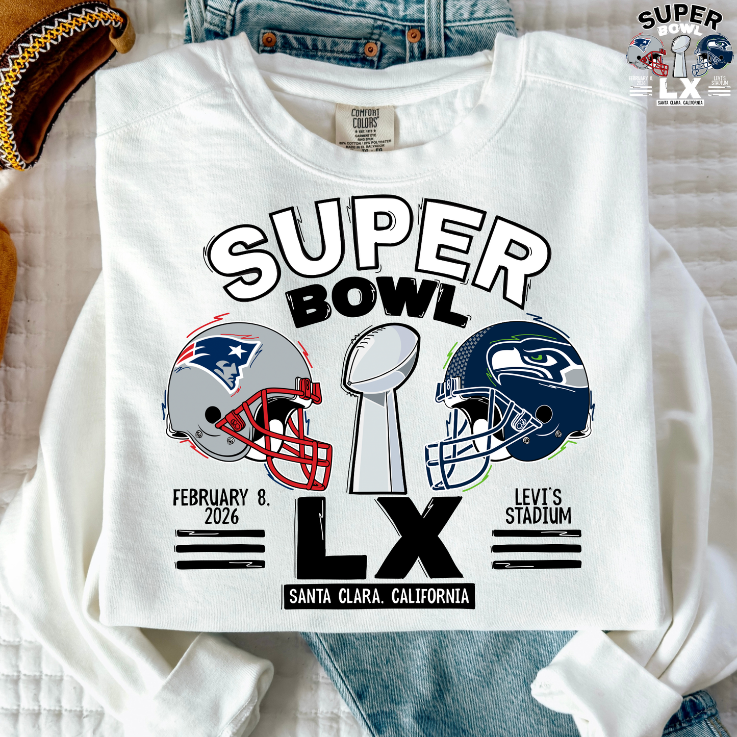 SB LX Patriots v. Seahawks Full Color DTF Transfer