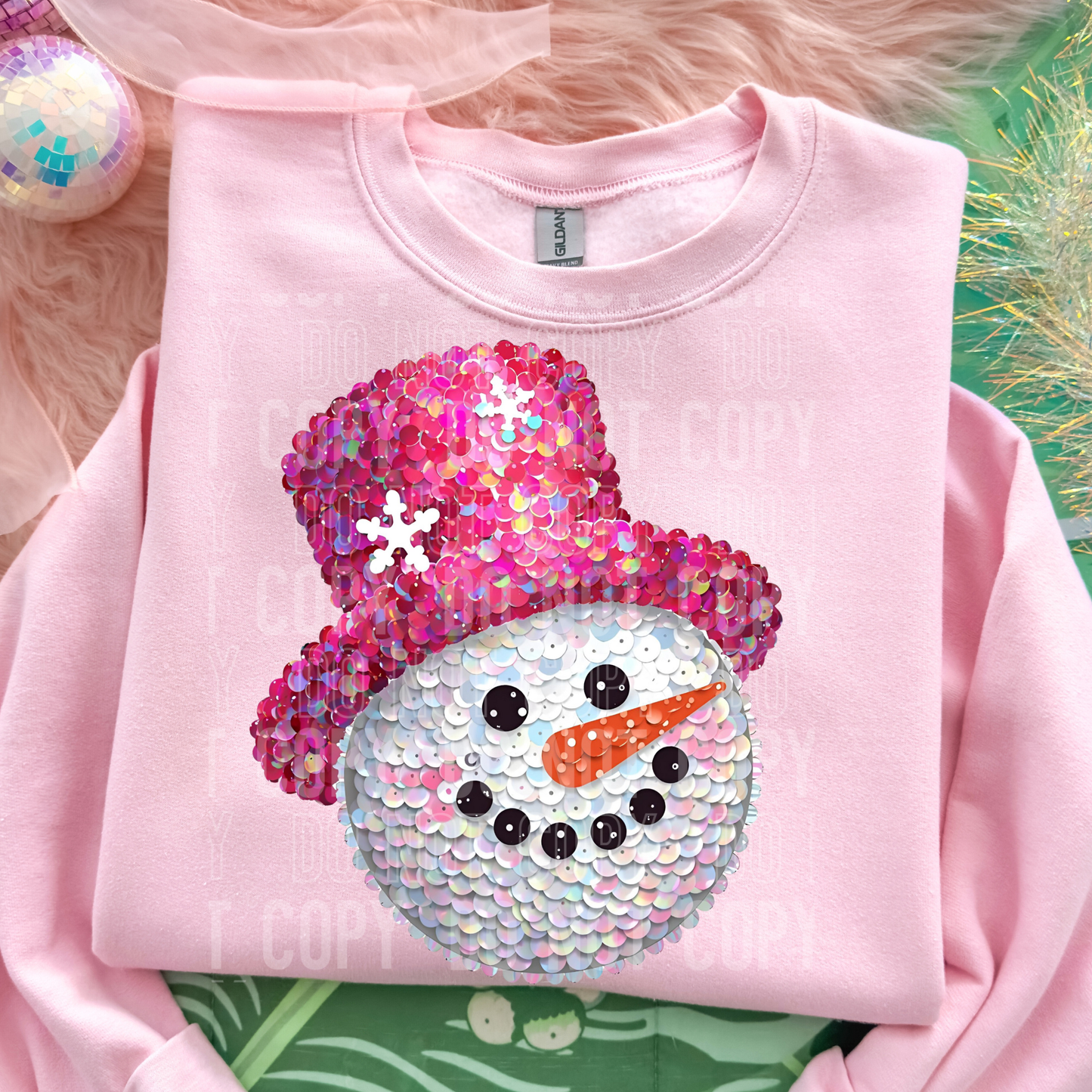 Snowman Sequins Full Color DTF Transfer