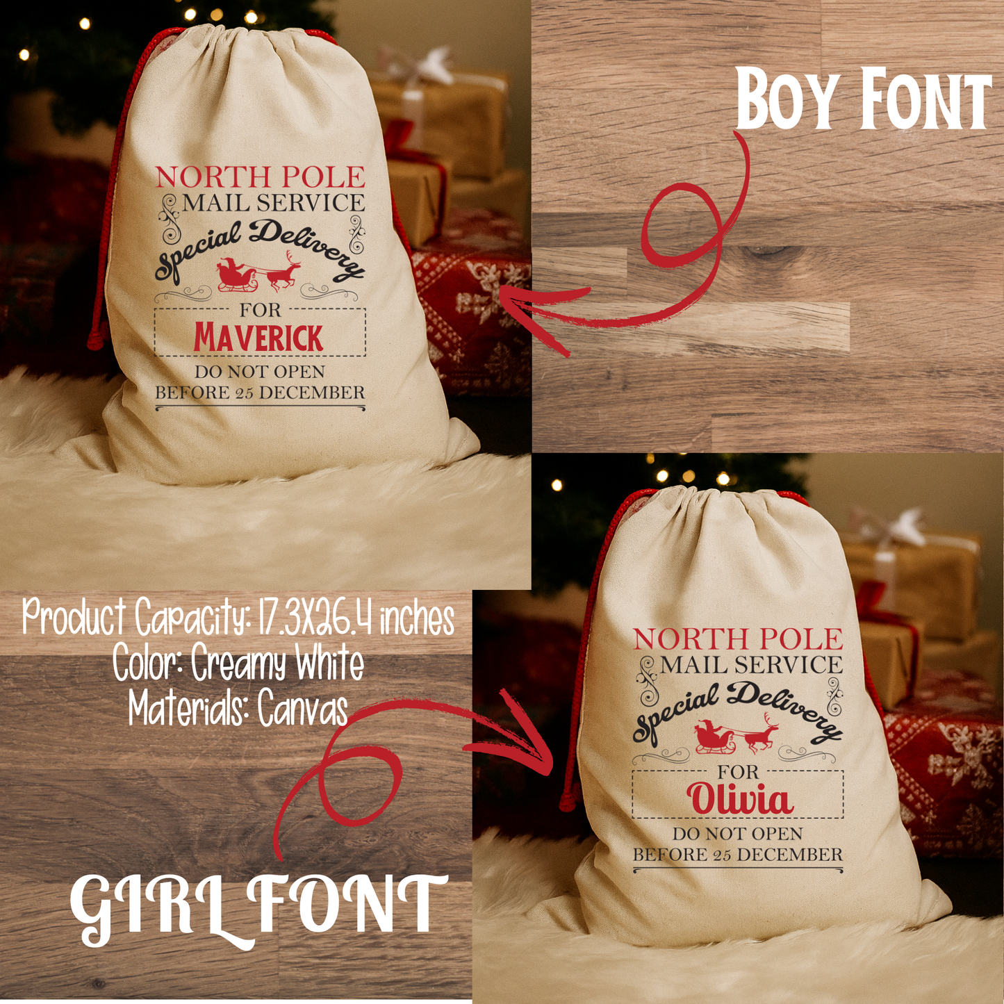 Personalized Santa Sacks (MULTI DESIGN OPTIONS)