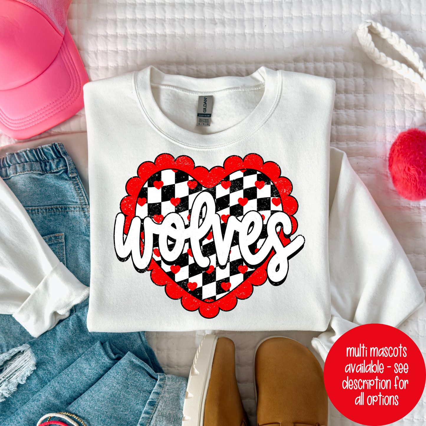 Valentines Hearts Mascot (MULTI MASCOT OPTIONS) Full Color DTF Transfer