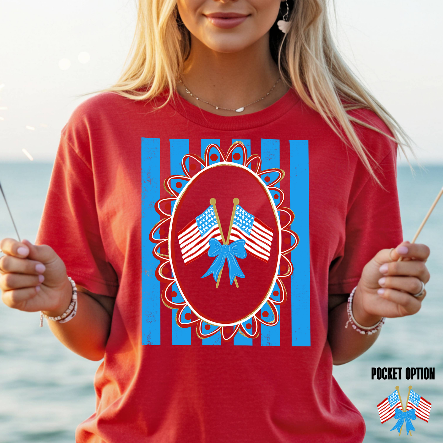 American Flags (Striped) Full Color DTF Transfer