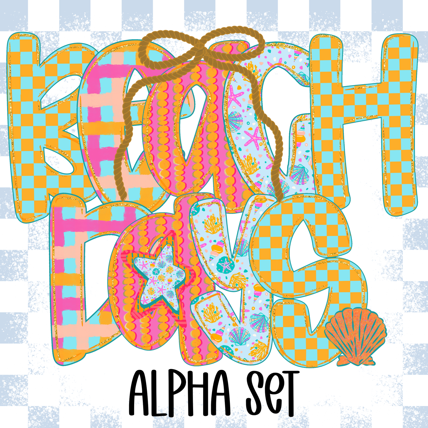 Beach Days Alpha (Any Name/ Single Word) Full Color DTF Transfer
