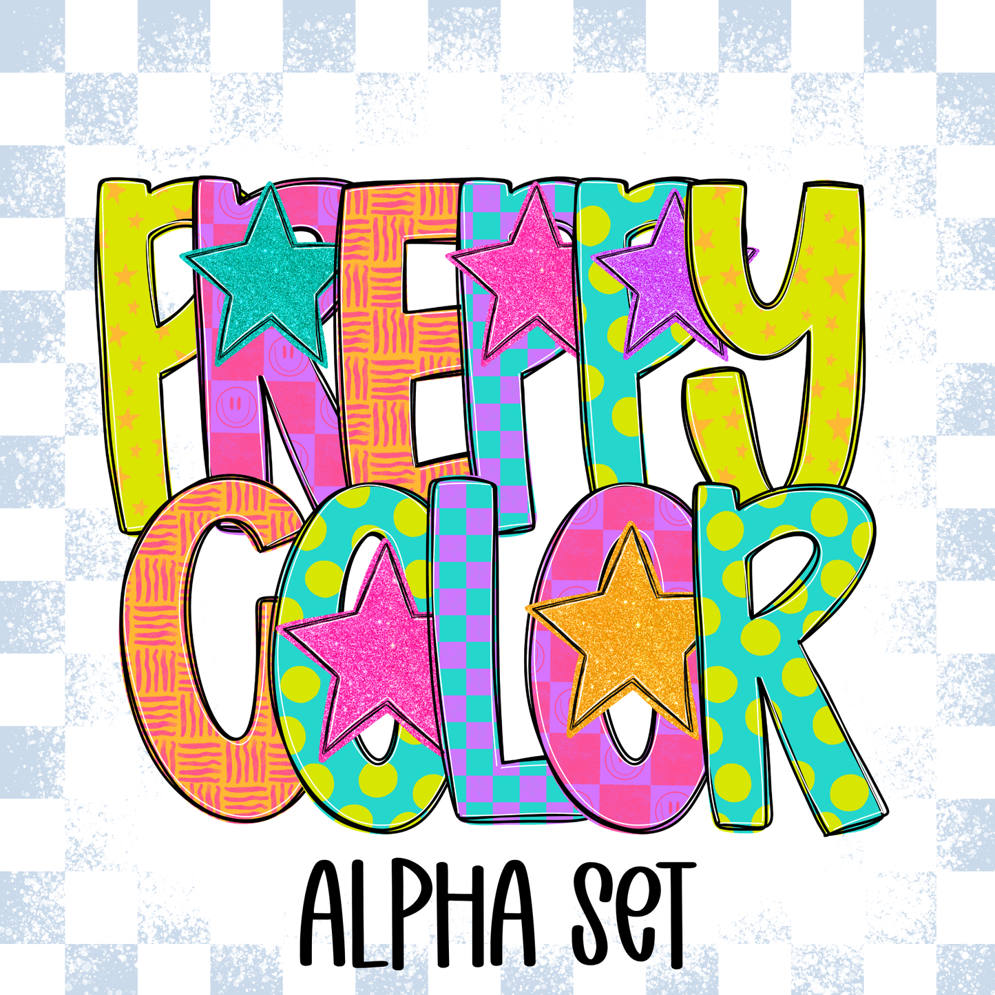 Preppy Color Alpha (Any Name/Single Word) Full Color DTF Transfer