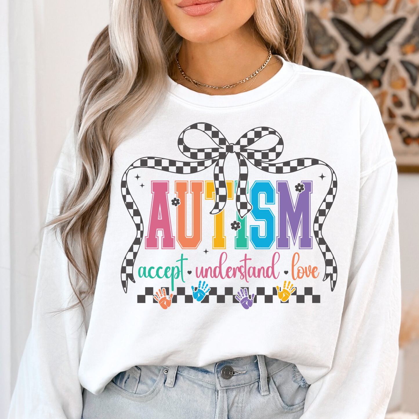 Autism - Accept Understand Love (Colorful & Checkered) Full Color DTF Transfer
