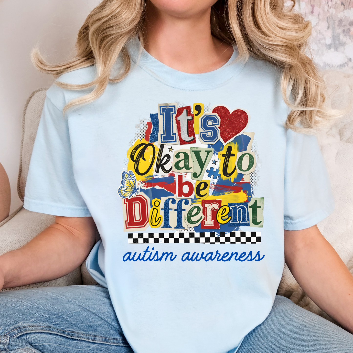 It's Okay To Be Different (Scrapbook) Autism Awareness Full Color DTF Transfer