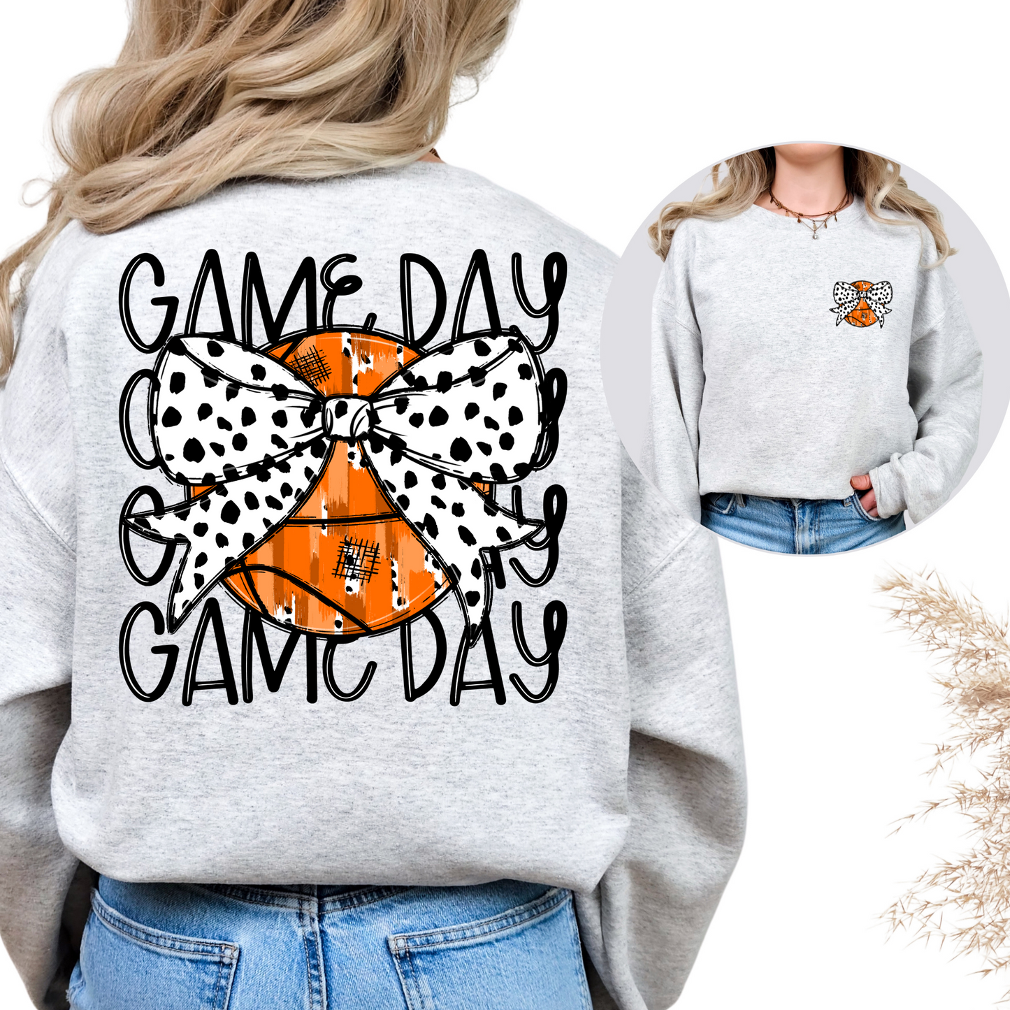 Game Day Basketball (Speckled Bow) Full Color DTF Transfer