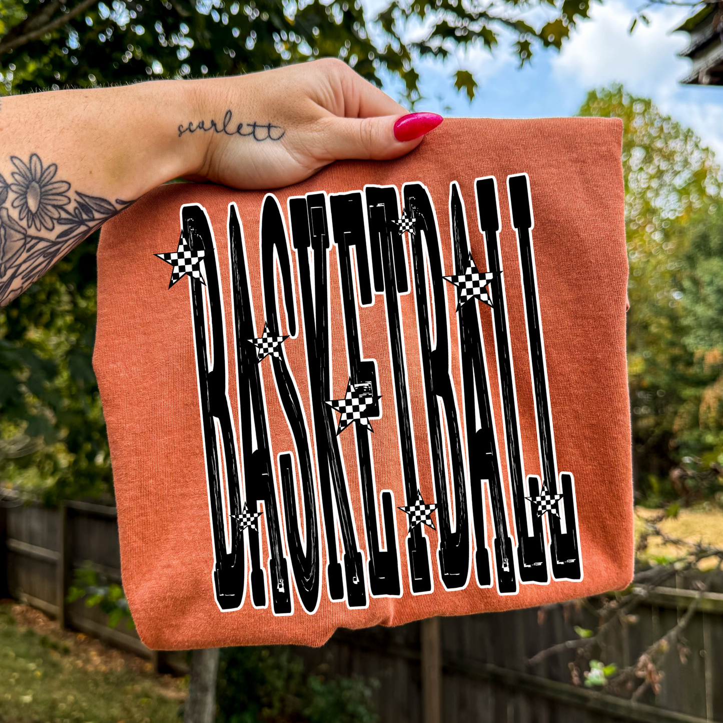 Basketball (Checkered Stars) Full Color DTF Transfer