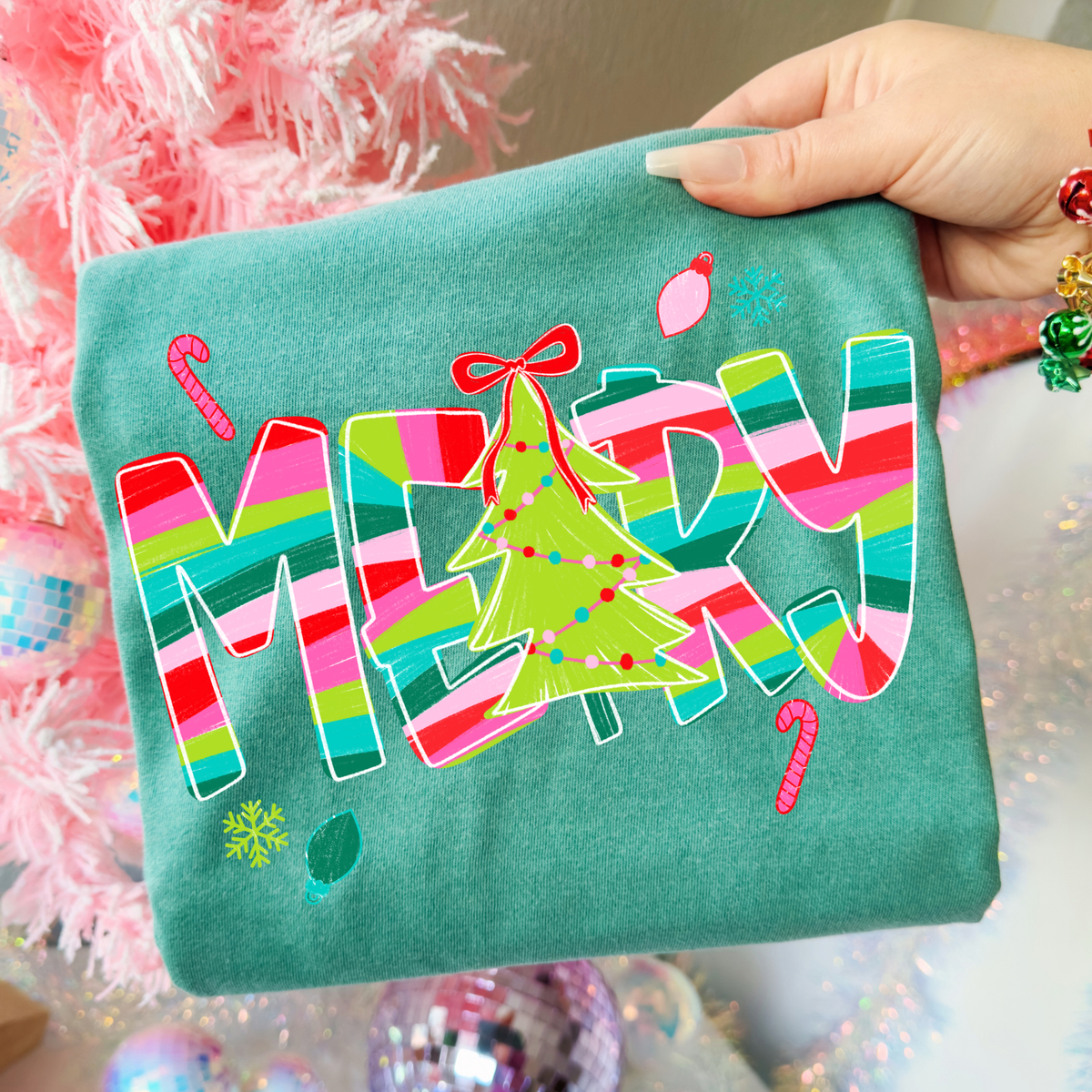 Merry (Preppy Stripe) Full Color DTF Transfer