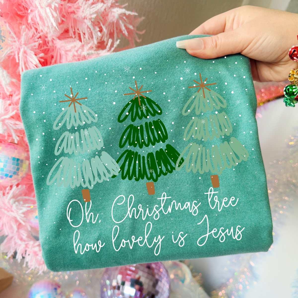 Oh Christmas Tree How Lovely Is Jesus Full Color DTF Transfer