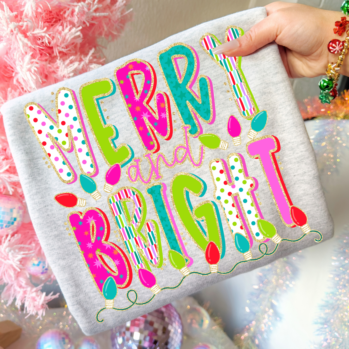 Merry and Bright (Preppy) Full Color DTF Transfer