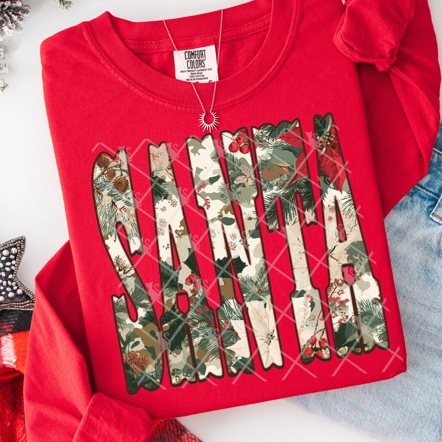 Santa (Christmas Camo) Full Color DTF Transfer