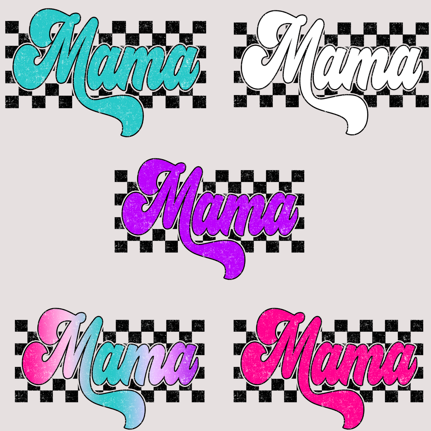 Mama (Checkered Background - MULTI COLOR OPTIONS) Full Color DTF Transfer