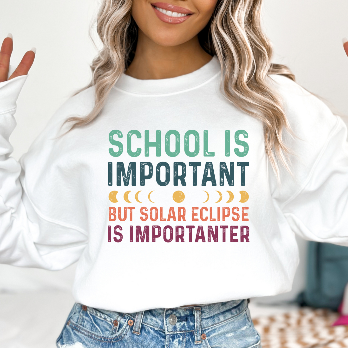 School Is Important But Solar Eclipse Is Importanter Full Color DTF Transfer