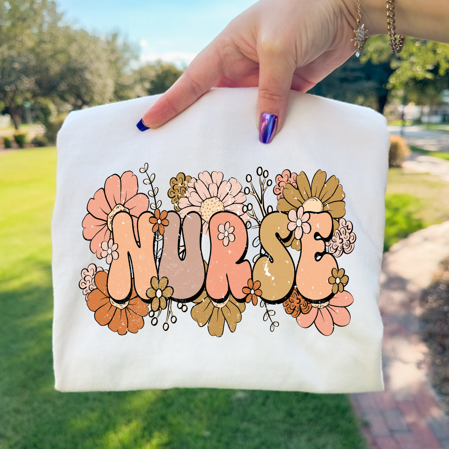 Nurse Floral Full Color DTF Transfer