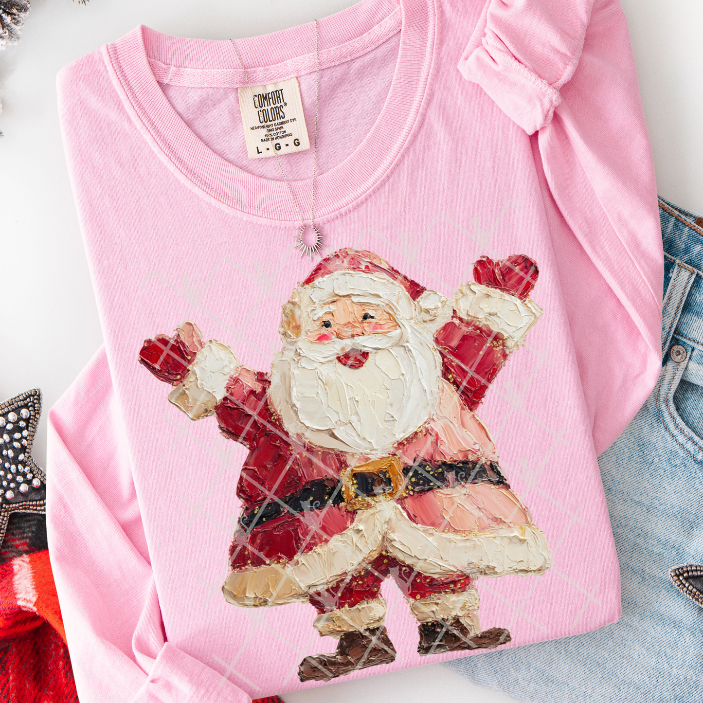 Happy Santa (Faux Hand Painted) Full Color DTF Transfer