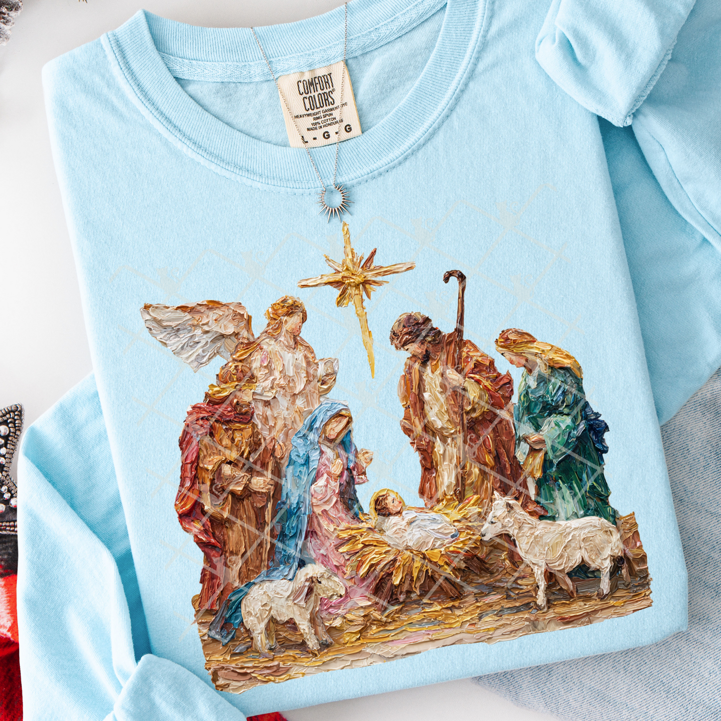 Nativity Scene (Faux Hand Painted) Full Color DTF Transfer
