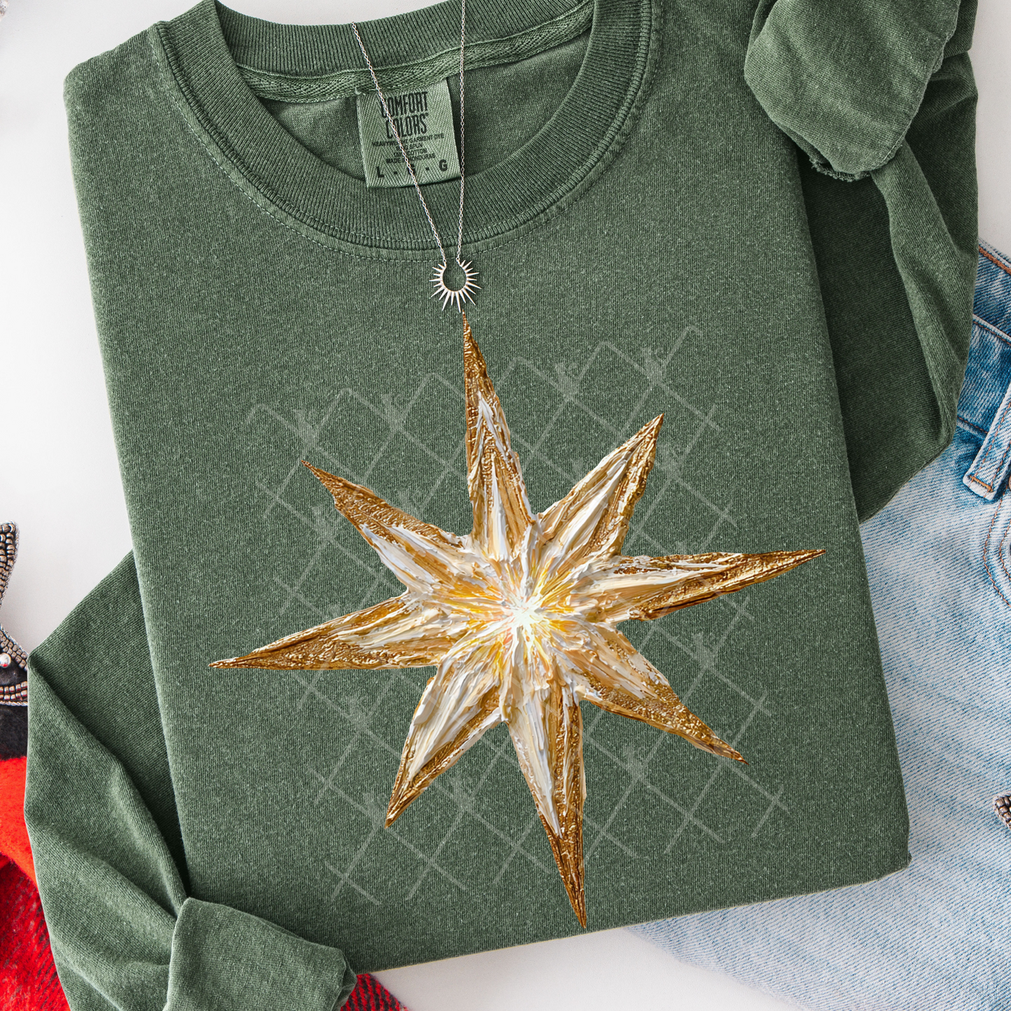 Star of Bethlehem (Faux Hand Painted) Full Color DTF Transfer