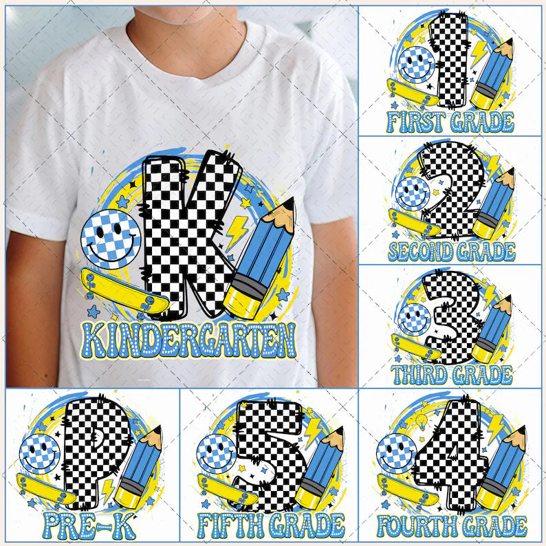 Checkered Boy Blue (MULTI GRADE OPTIONS) Full Color DTF Transfer