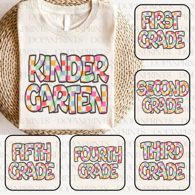 Colorful Checkered Grade (MULTI GRADE OPTIONS) Full Color DTF Transfer