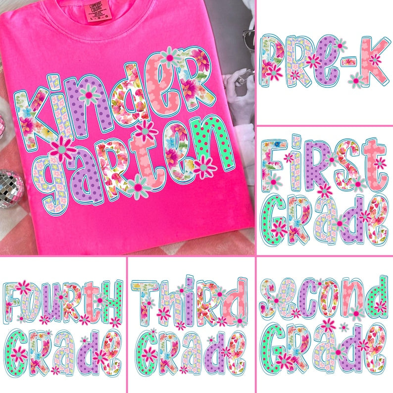 Floral Alpha Grade (MULTI GRADE OPTIONS) Full Color DTF Transfer