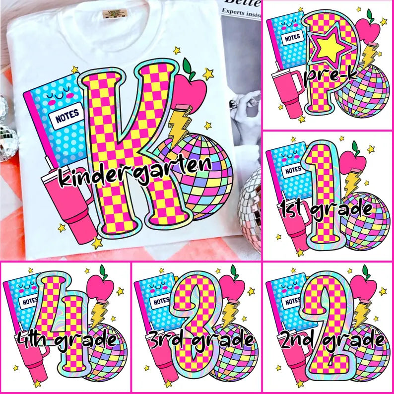 Retro Grade w/Cup & Disco Ball (MULTI GRADE OPTIONS) Full Color DTF Transfer