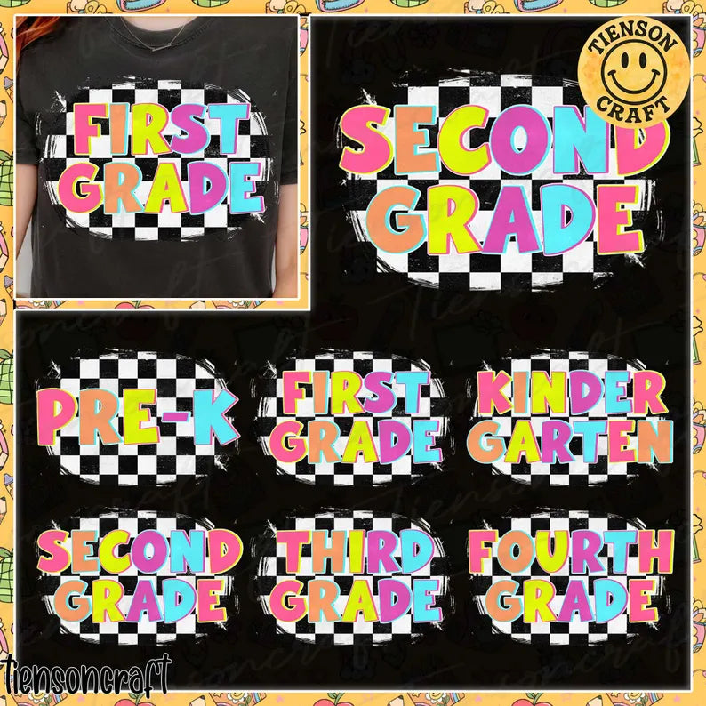 Colorful Grade w/Checkered Background (MULTI GRADE OPTIONS) Full Color DTF Transfer