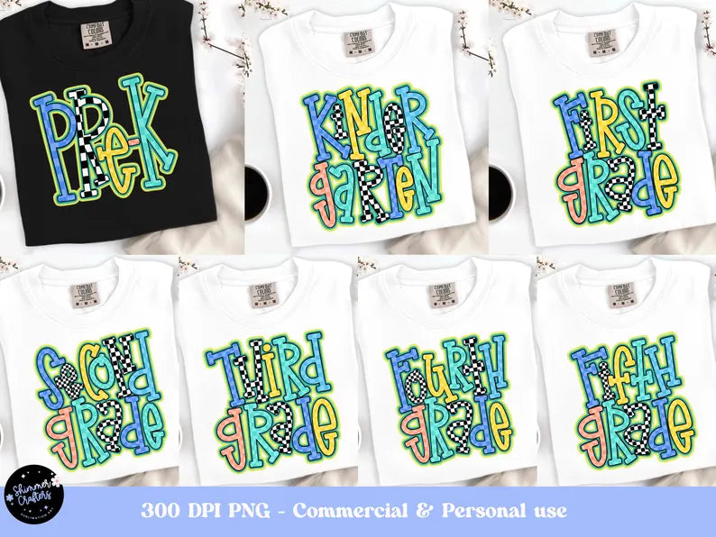 Boy Checkered Grade - Skinny Text (MULTI GRADE OPTIONS) Full Color DTF Transfer