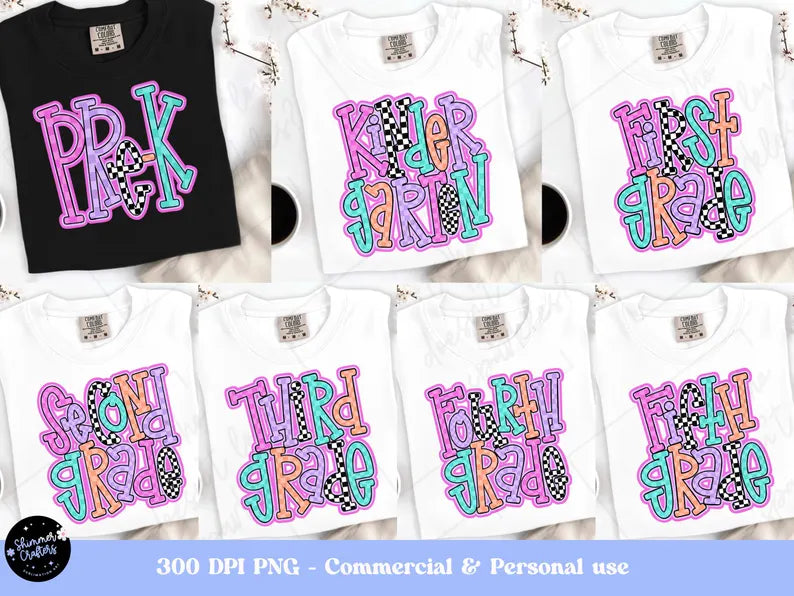 Girl Checkered Grade - Skinny Text (MULTI GRADE OPTIONS) Full Color DTF Transfer
