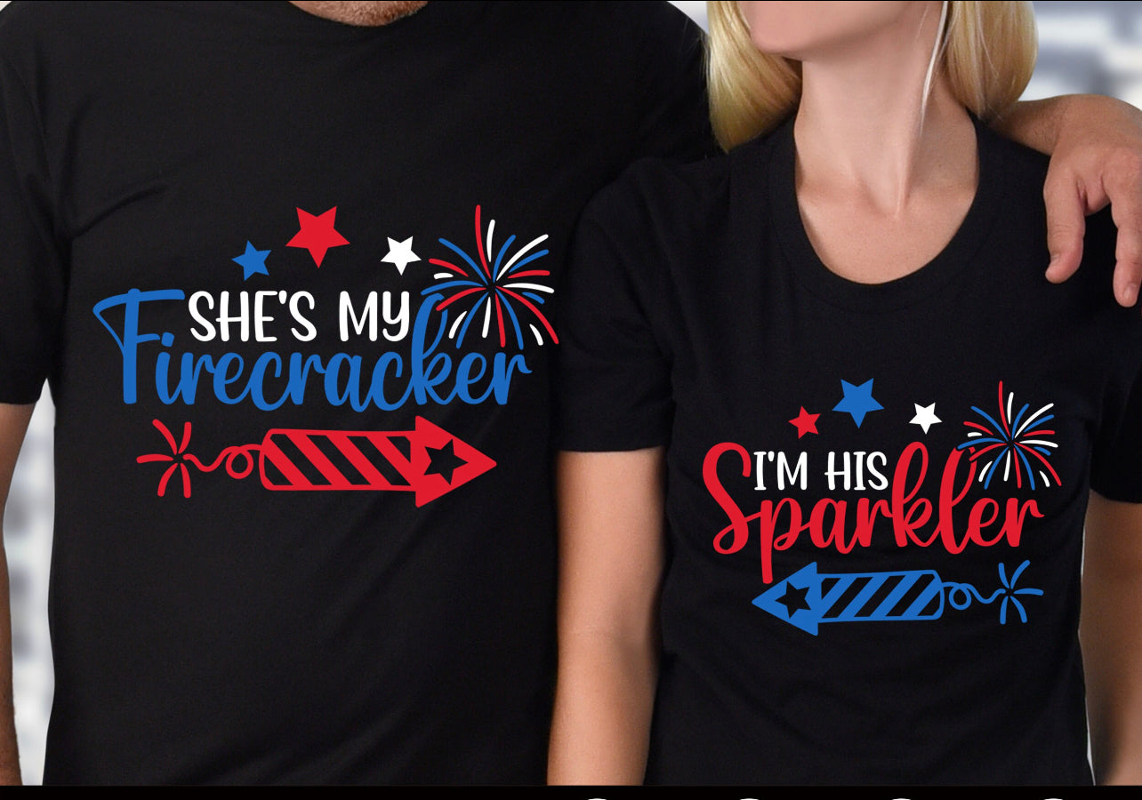 She’s My Firecracker Im His Sparkler Full Color DTF Transfer
