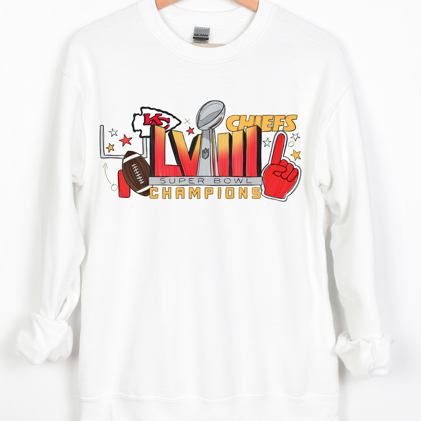 Hand Drawn Chiefs Champions KC LVIII Full Color DTF Transfer