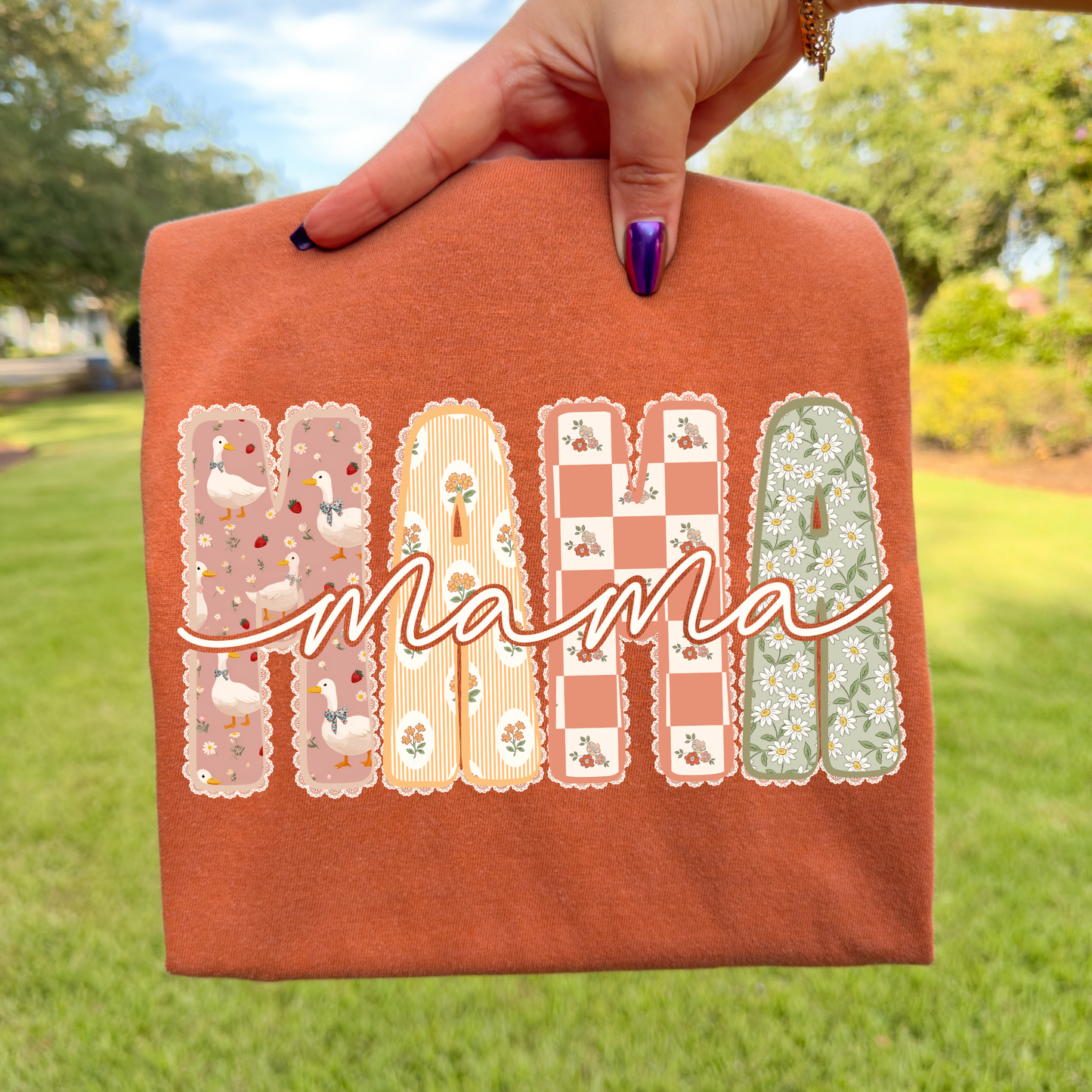 Mama (Goose Floral Filled Pattern) Full Color DTF Transfer