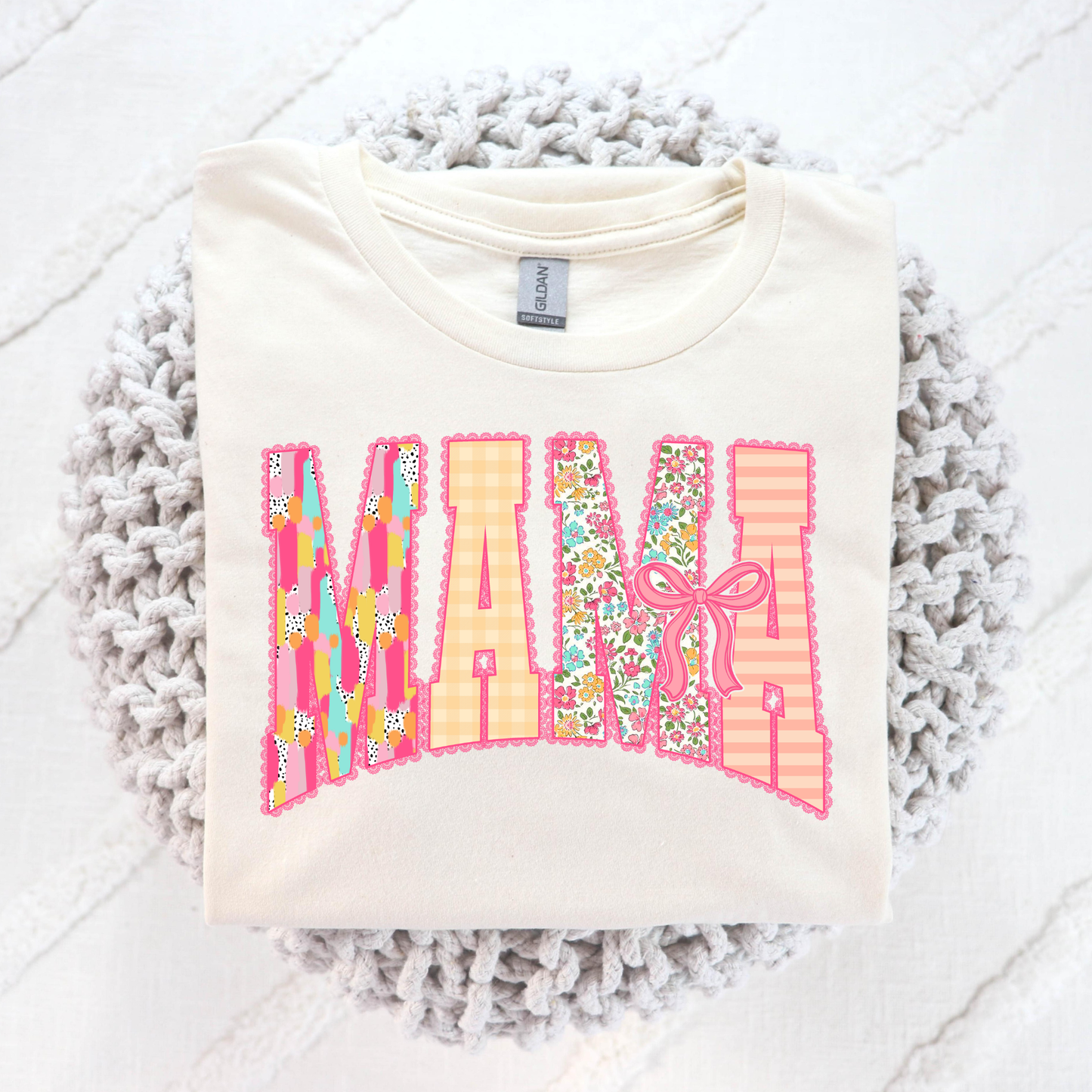 Mama (Pinks/Oranges) Lace Outlined Full Color DTF Transfer
