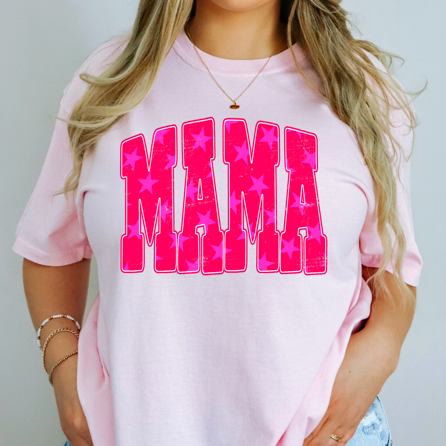 Pink Star Mama Full Color DTF Transfer