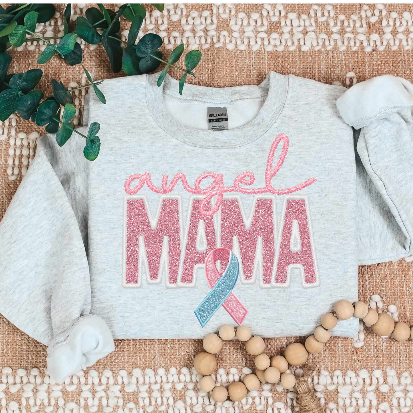 Angel Mama Faux Embroidery/Glitter *Multi Options* (Infant/Pregnancy Loss - 100% Sales Will Be Donated) Full Color DTF Transfer