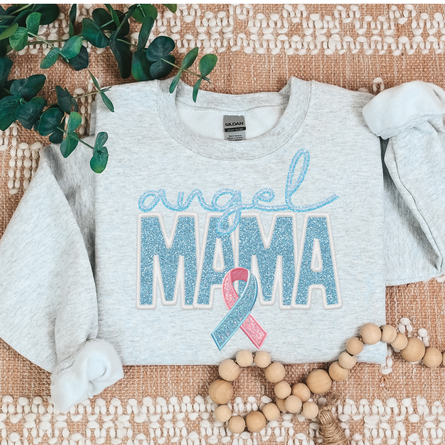 Angel Mama Faux Embroidery/Glitter *Multi Options* (Infant/Pregnancy Loss - 100% Sales Will Be Donated) Full Color DTF Transfer