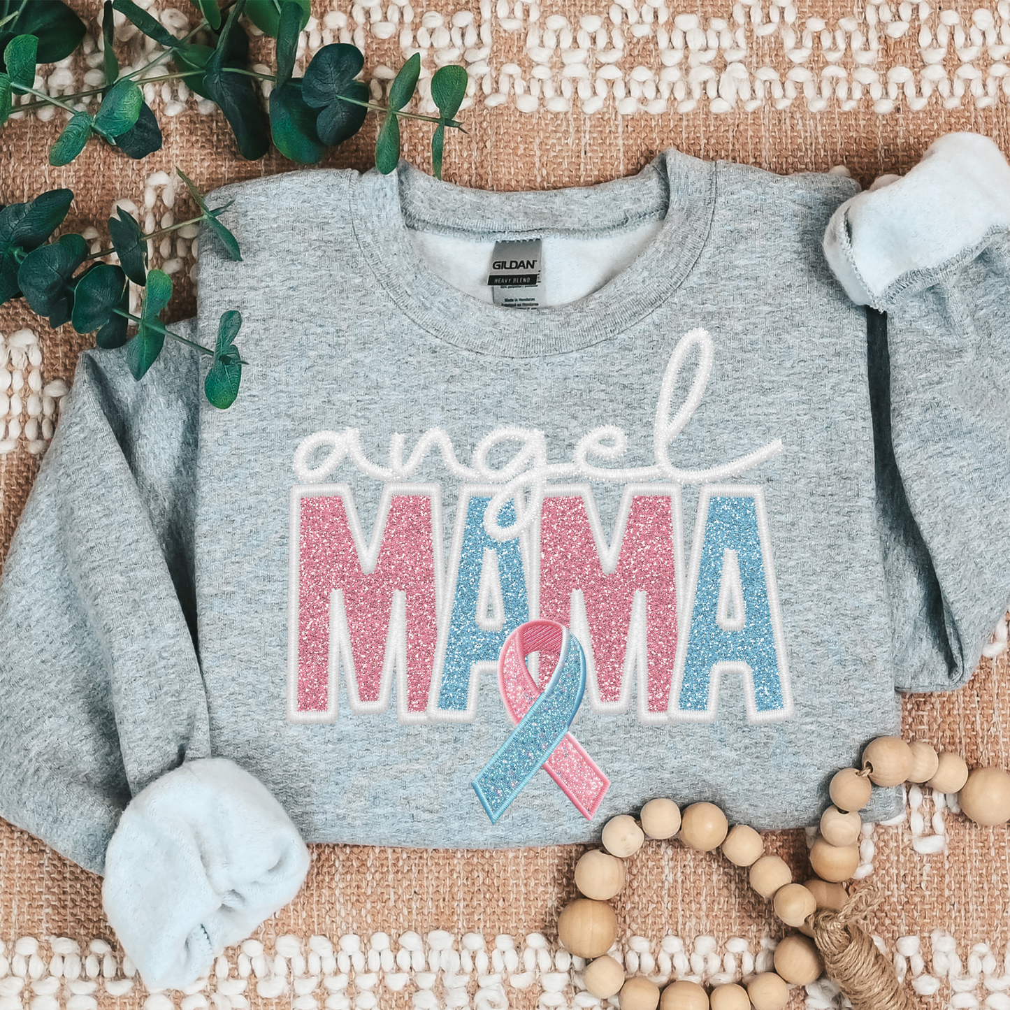 Angel Mama Faux Embroidery/Glitter *Multi Options* (Infant/Pregnancy Loss - 100% Sales Will Be Donated) Full Color DTF Transfer