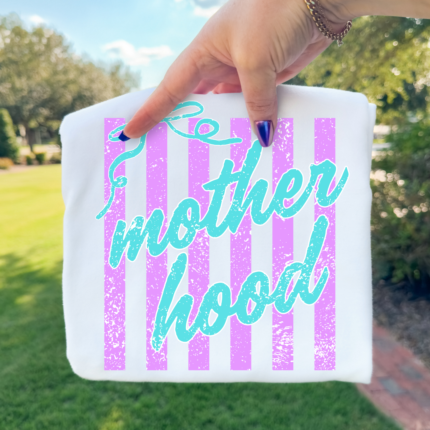 Motherhood (Purple/Teal Stripes) Full Color DTF Transfer
